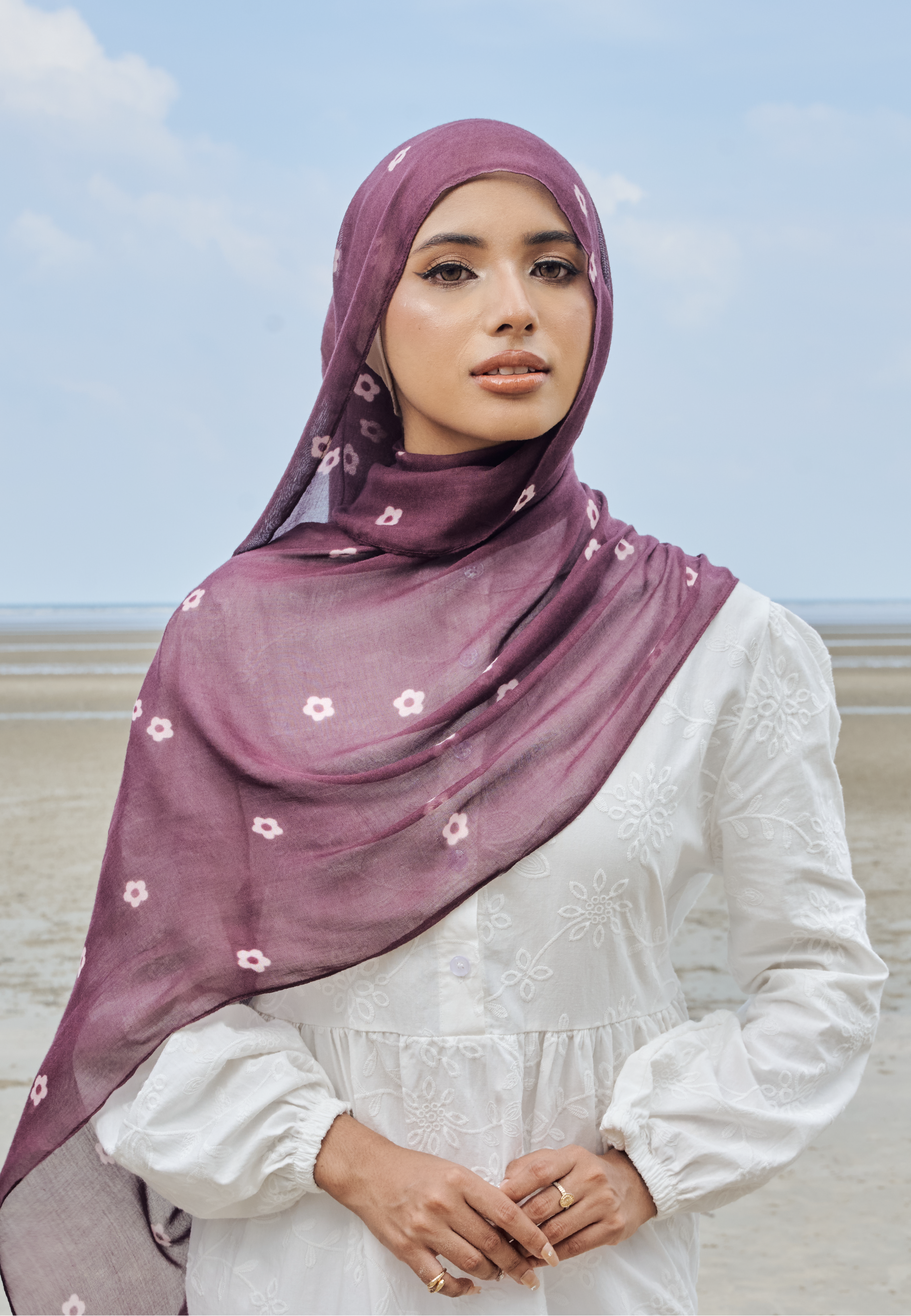 AURA MODAL LOOSE SHAWL - MULBERRY DAISY