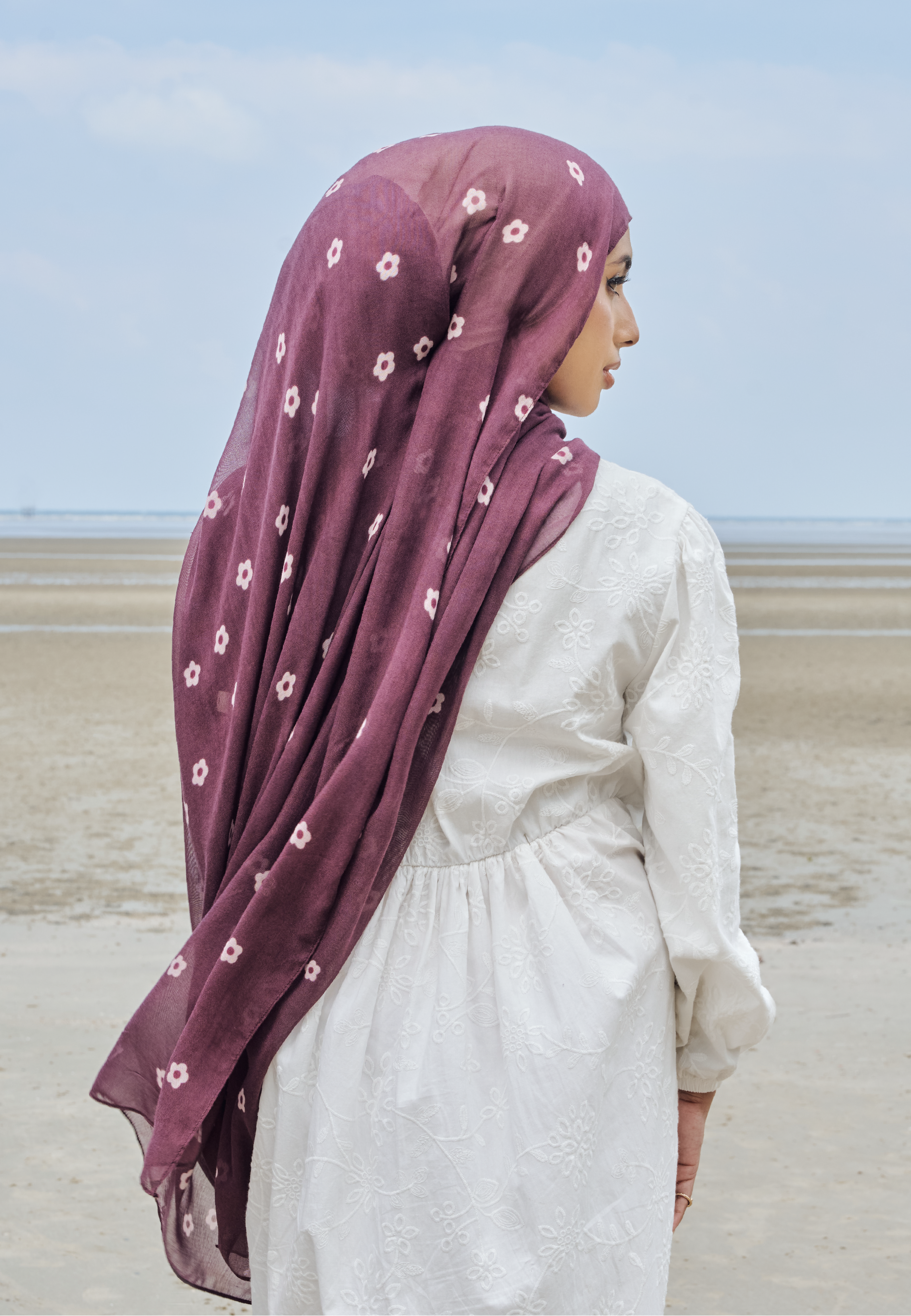 AURA MODAL LOOSE SHAWL - MULBERRY DAISY