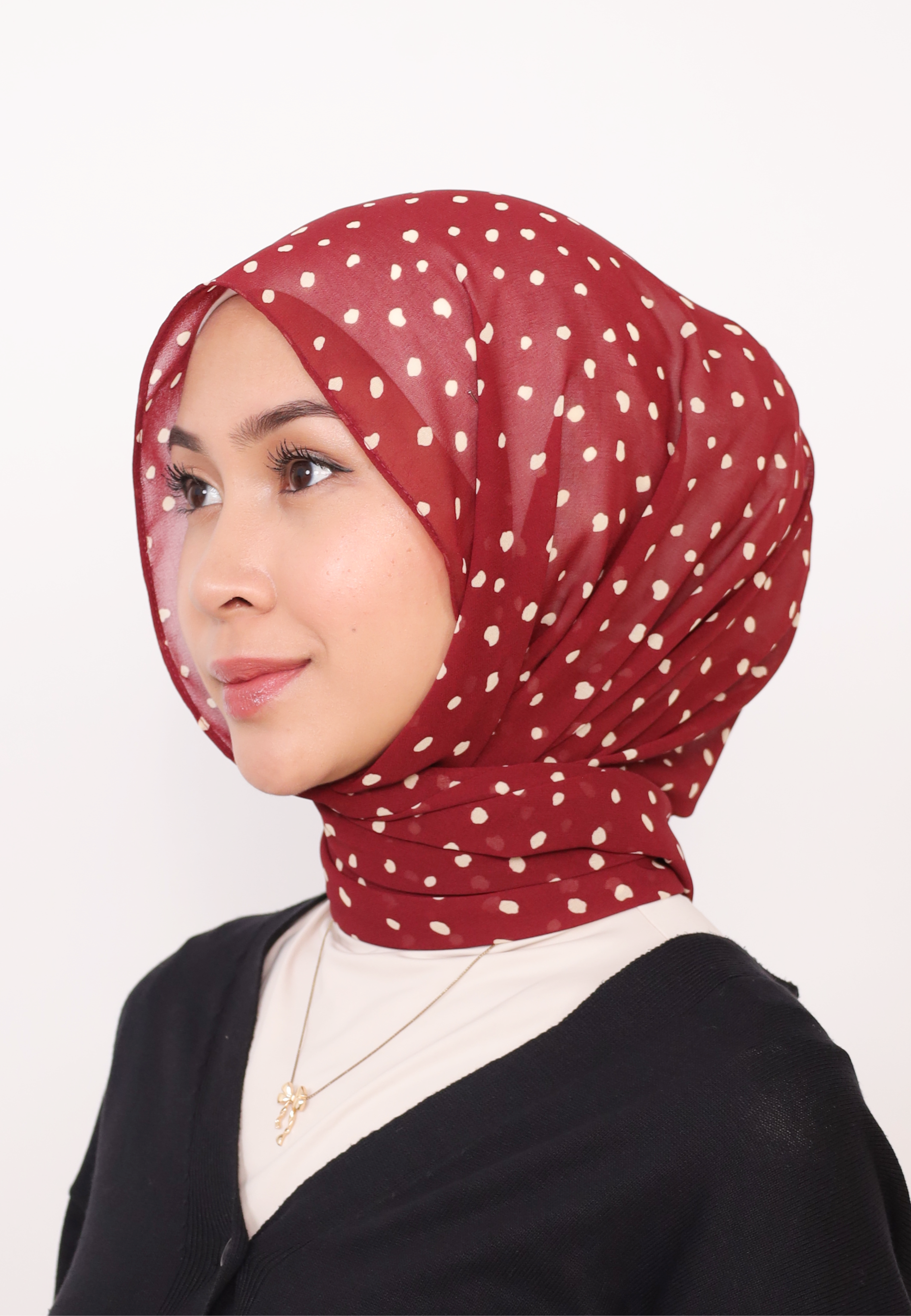 LUMIERÉ PRINTED LOOSE SHAWL - MAROON DOT