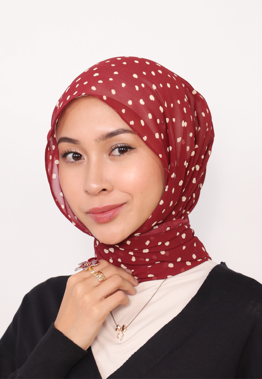 LUMIERÉ PRINTED LOOSE SHAWL - MAROON DOT