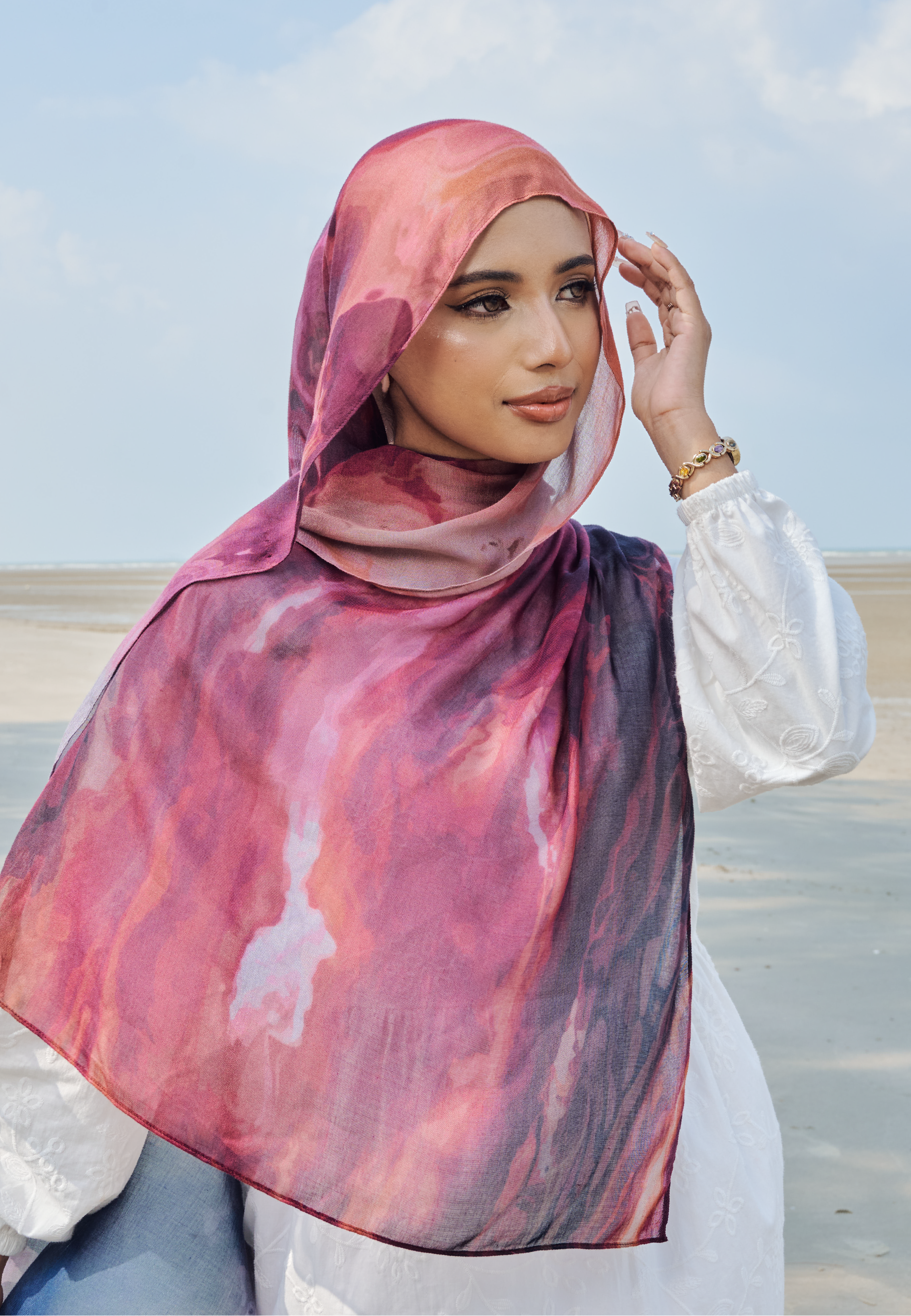 AURA MODAL LOOSE SHAWL - PLUM NEBULA