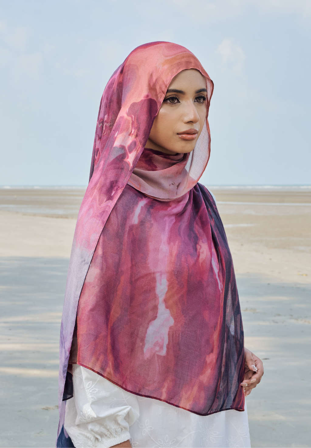 AURA MODAL LOOSE SHAWL - PLUM NEBULA