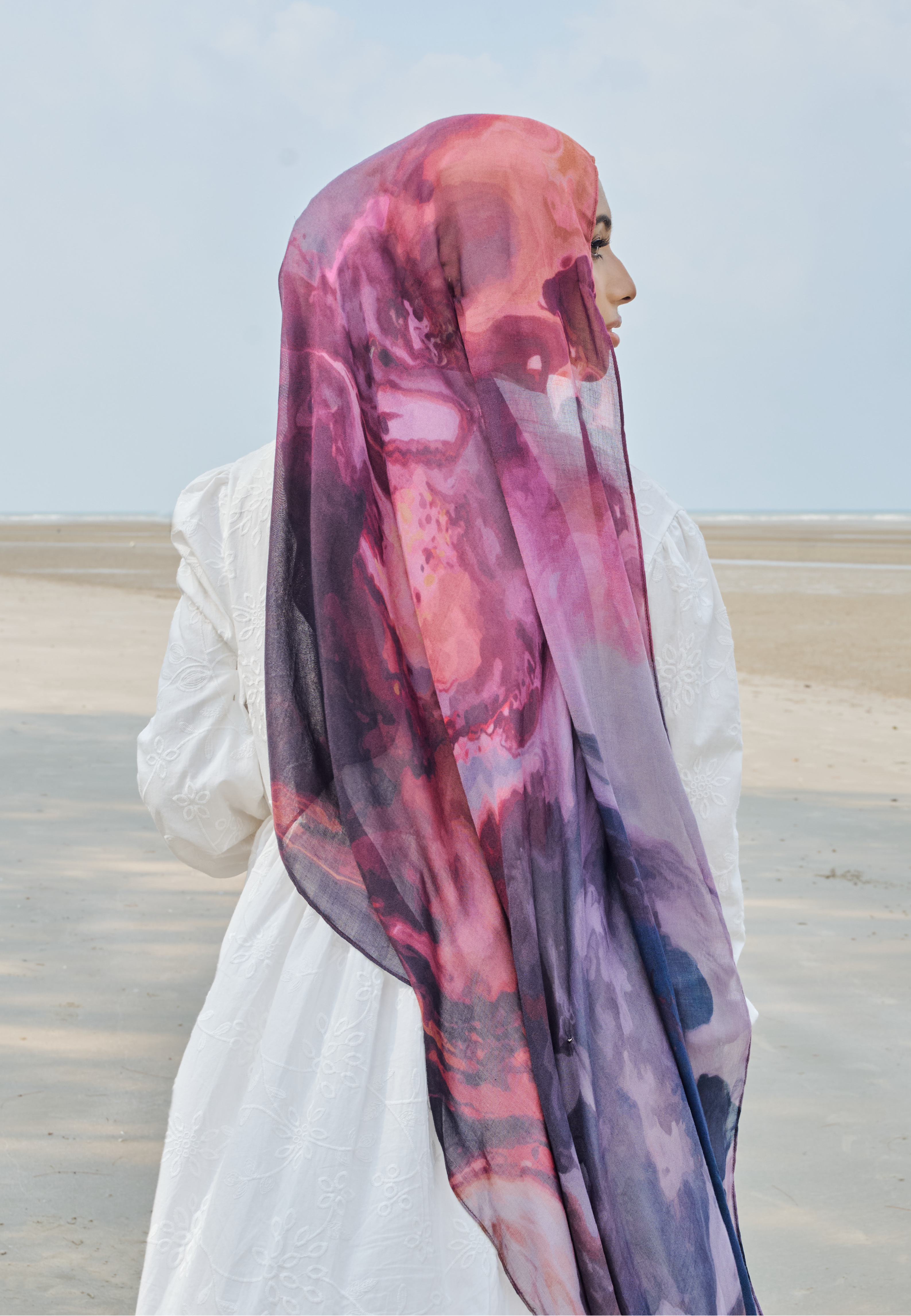 AURA MODAL LOOSE SHAWL - PLUM NEBULA