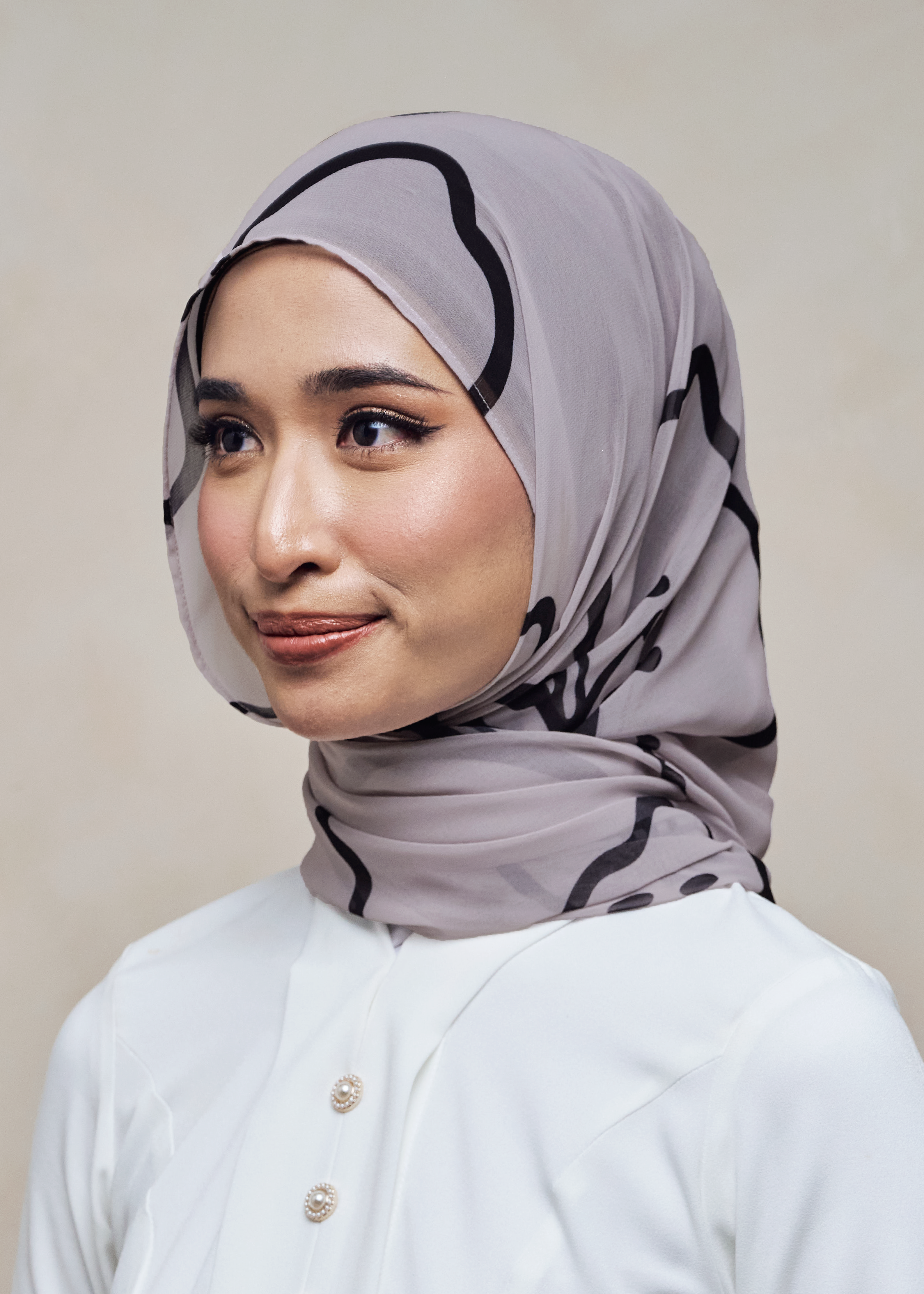 LEBARAN MELANGE LOOSE SHAWL - ASH PETALINE