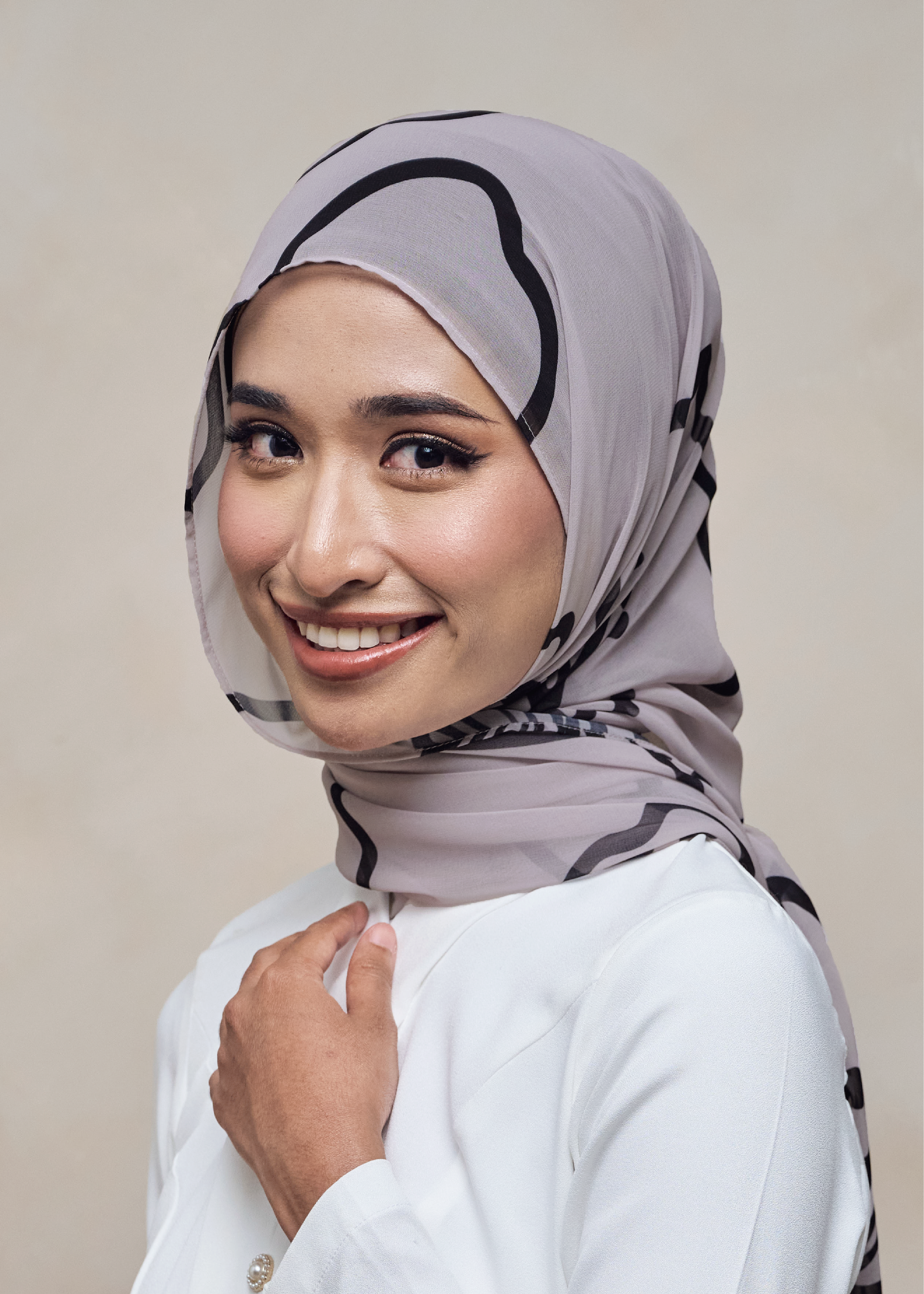 LEBARAN MELANGE LOOSE SHAWL - ASH PETALINE