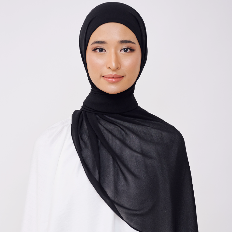 NADINE HALF MOON INSTANT SHAWL - BLACK