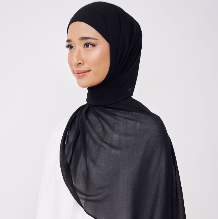 NADINE HALF MOON INSTANT SHAWL - BLACK