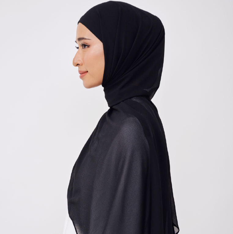 NADINE HALF MOON INSTANT SHAWL - BLACK