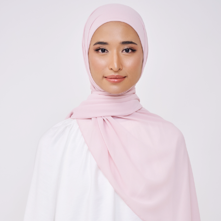 NADINE HALF MOON INSTANT SHAWL - CAMEO PINK