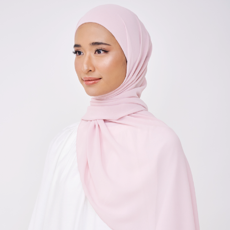 NADINE HALF MOON INSTANT SHAWL - CAMEO PINK