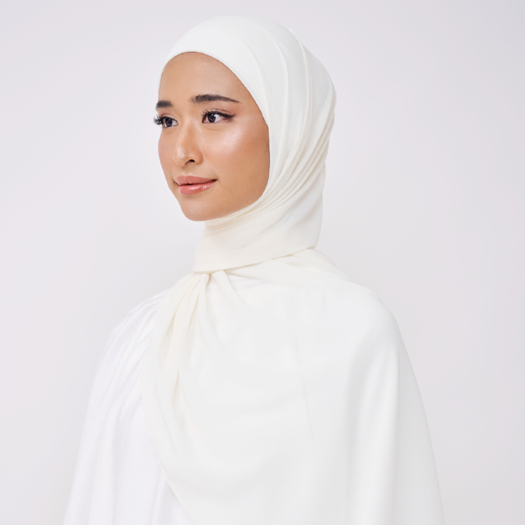 NADINE HALF MOON INSTANT SHAWL - IVORY