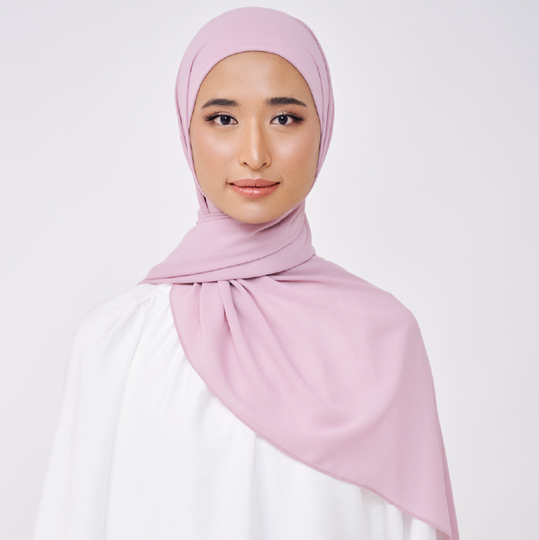 NADINE HALF MOON INSTANT SHAWL  - MAUVE GLOW
