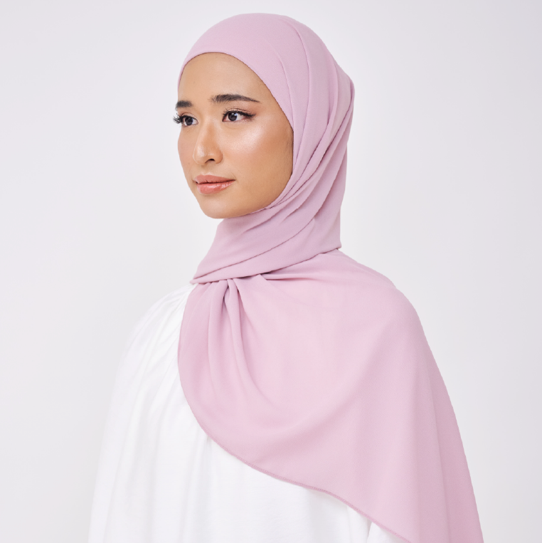 NADINE HALF MOON INSTANT SHAWL  - MAUVE GLOW