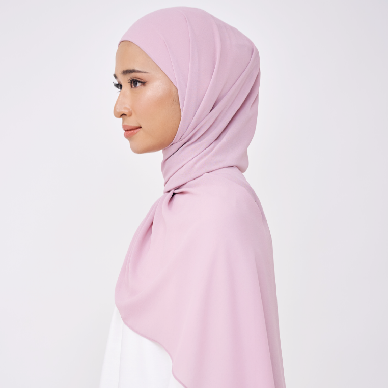 NADINE HALF MOON INSTANT SHAWL  - MAUVE GLOW