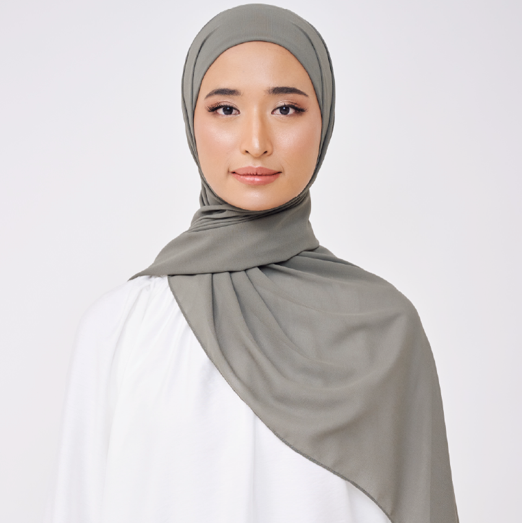 NADINE HALF MOON INSTANT SHAWL - ORGANIC GREEN
