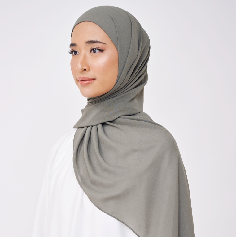 NADINE HALF MOON INSTANT SHAWL - ORGANIC GREEN