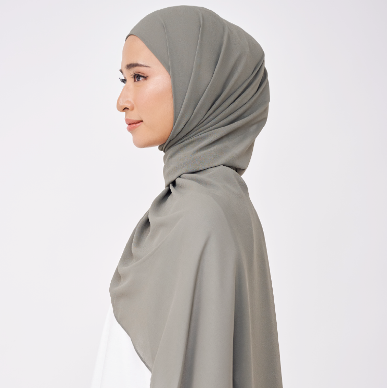 NADINE HALF MOON INSTANT SHAWL - ORGANIC GREEN