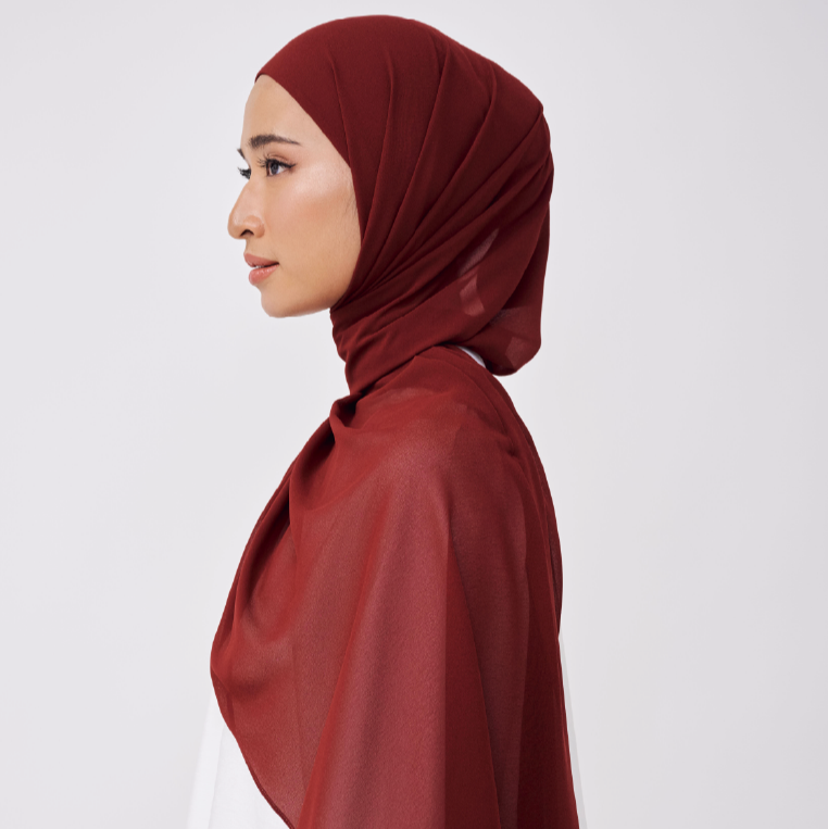 NADINE HALF MOON INSTANT SHAWL - RASBERRY
