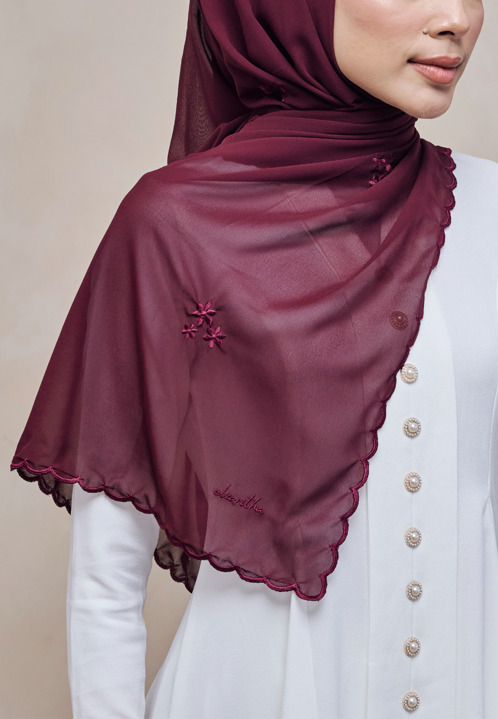 RONA INSTANT SHAWL IN MERAH TUA