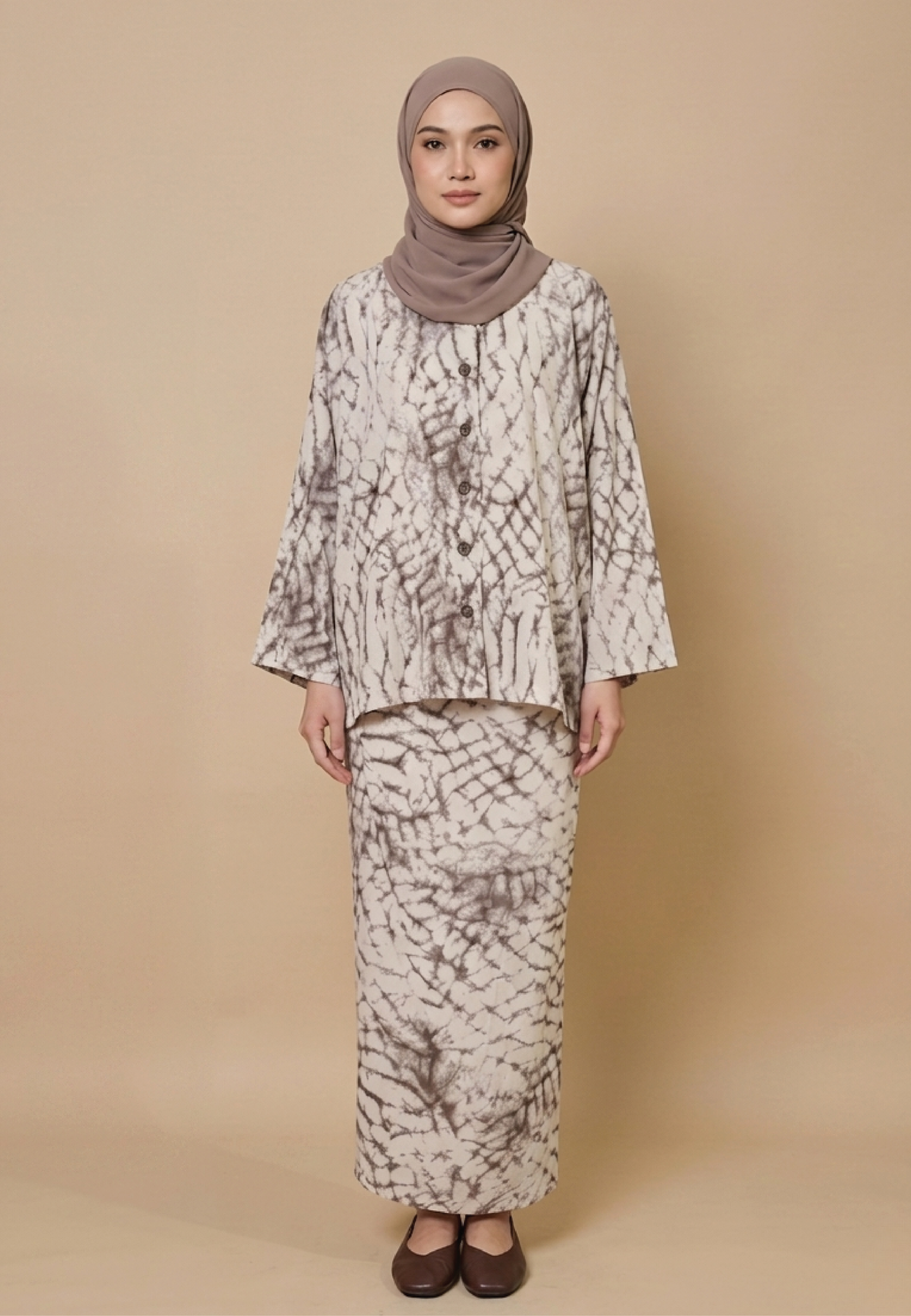 SERAYA PRINTED SET - MARBLE GREY