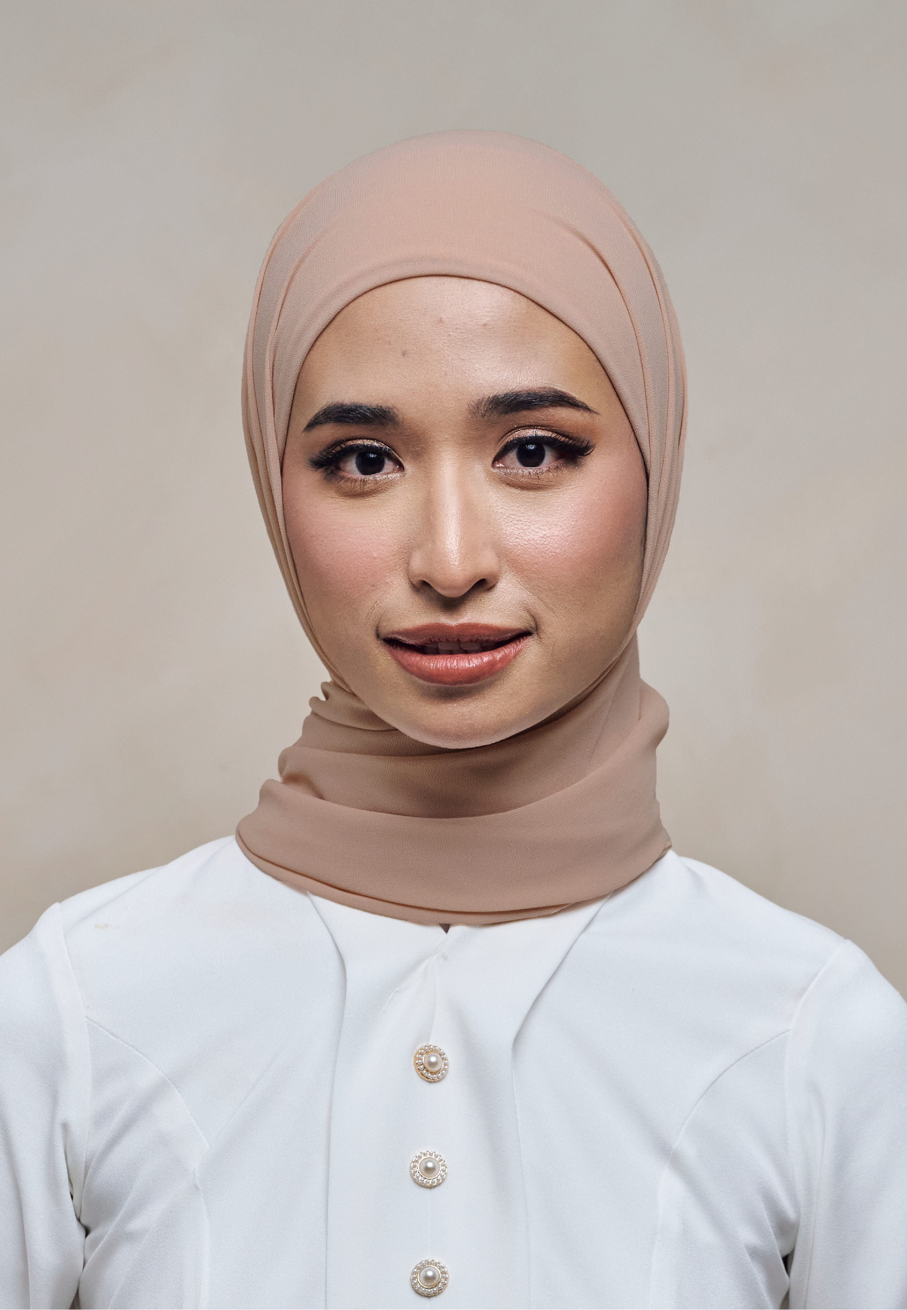 ELZA INSTANT SHAWL - BROWN NUDE