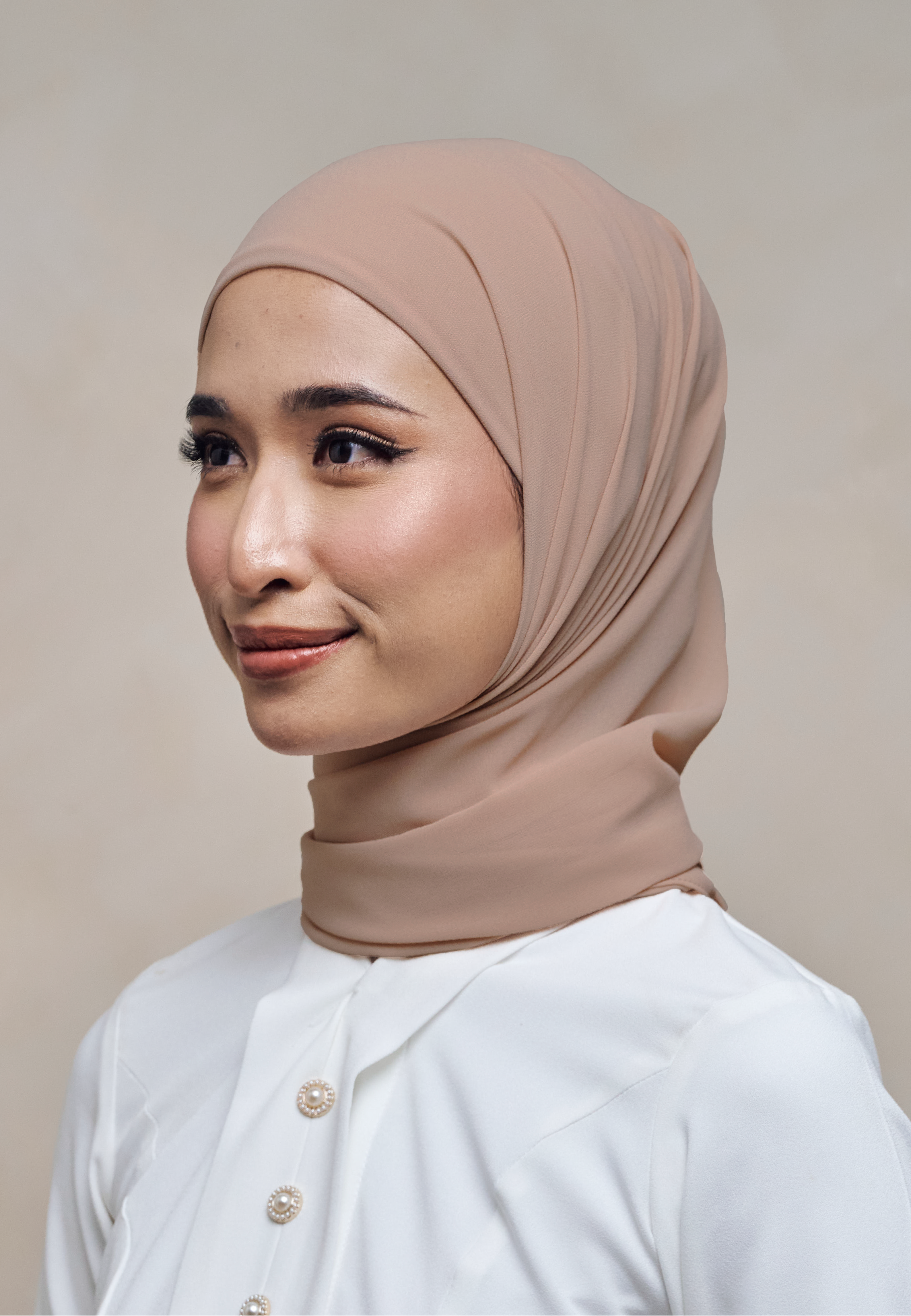 ELZA INSTANT SHAWL - BROWN NUDE