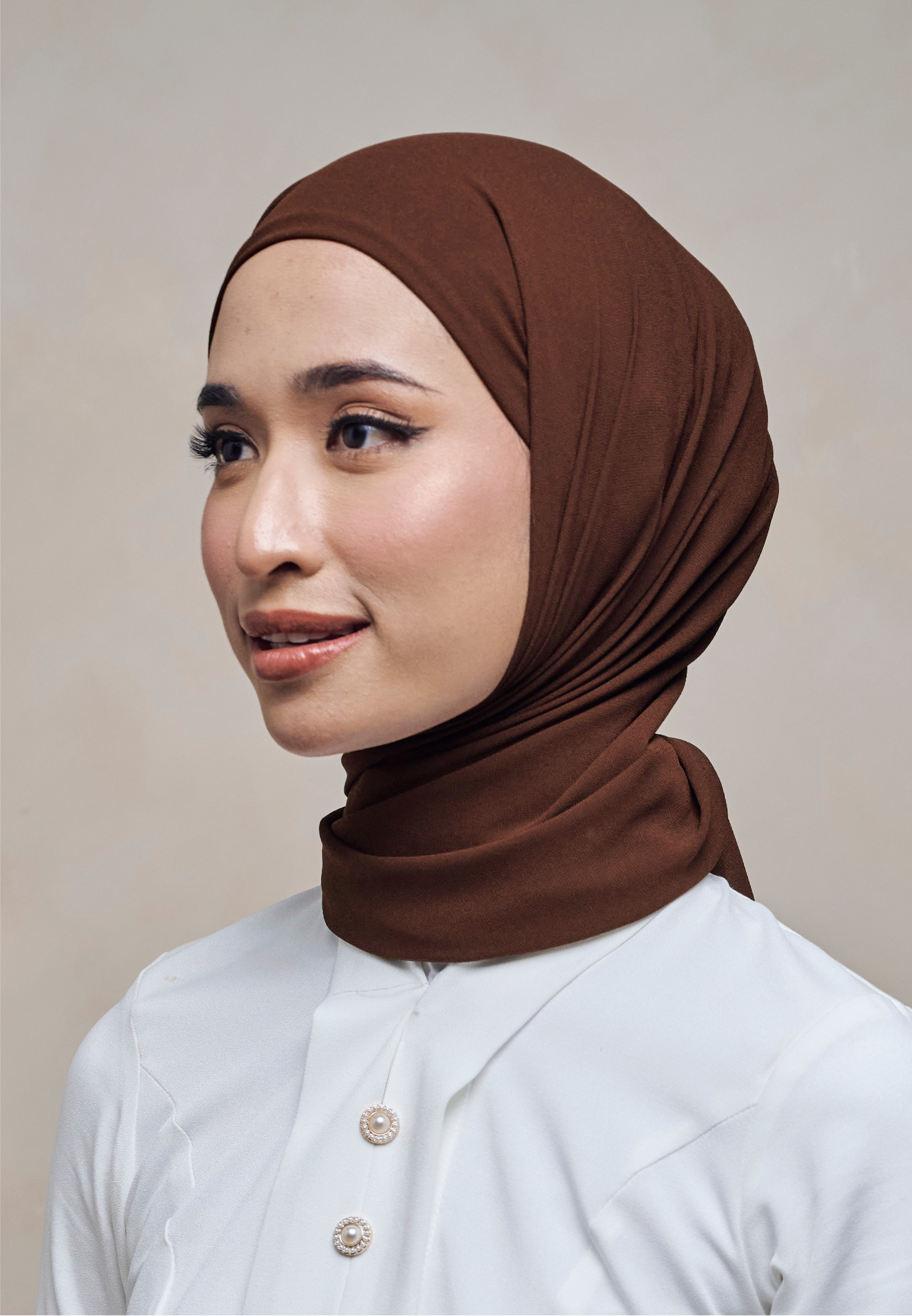 ELZA INSTANT SHAWL - GINGER BROWN