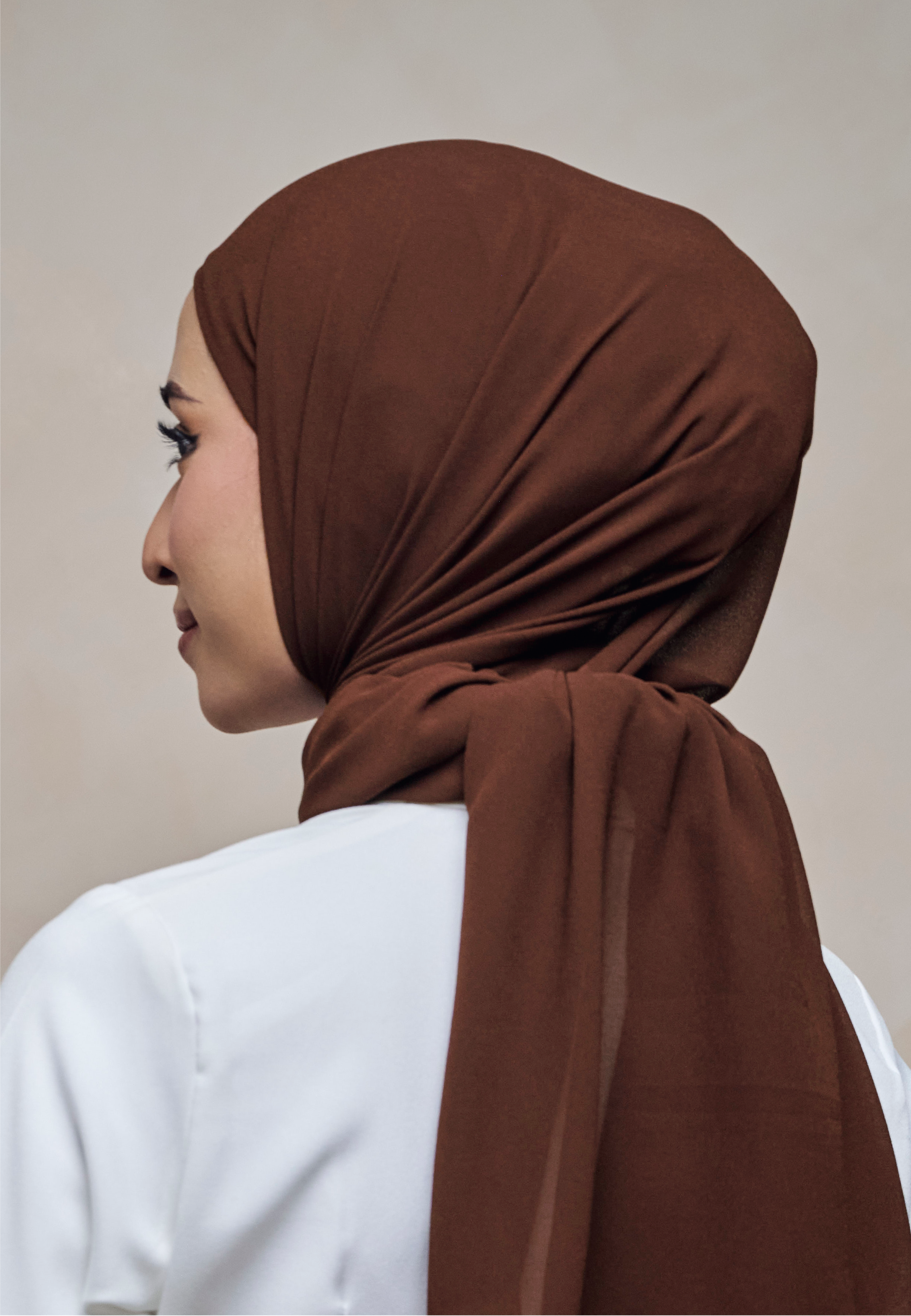 ELZA INSTANT SHAWL - GINGER BROWN