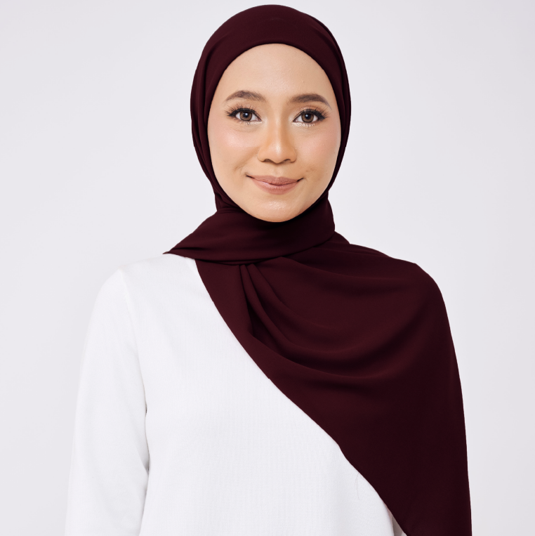 JASMINE HALF MOON INSTANT SHAWL - BURNT MAROON