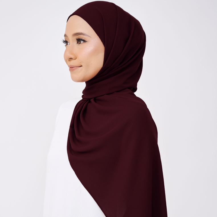 JASMINE HALF MOON INSTANT SHAWL - BURNT MAROON