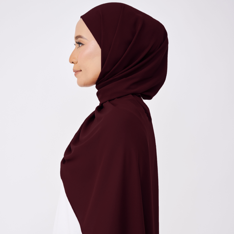 JASMINE HALF MOON INSTANT SHAWL - BURNT MAROON