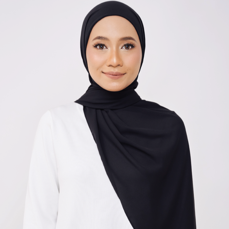 JASMINE HALF MOON INSTANT SHAWL - BLACK