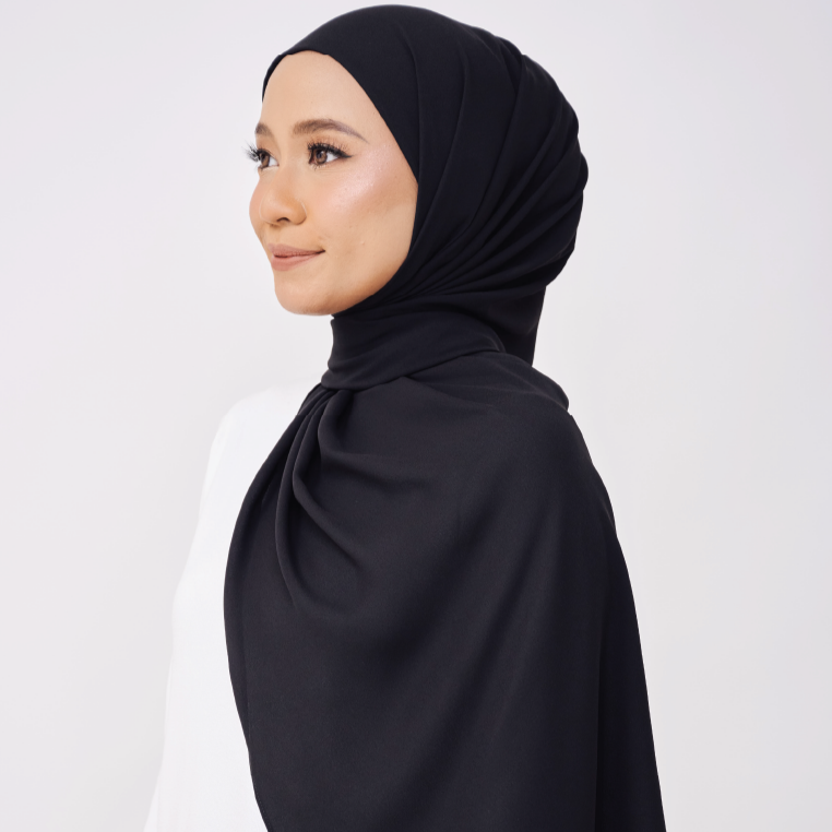 JASMINE HALF MOON INSTANT SHAWL - BLACK