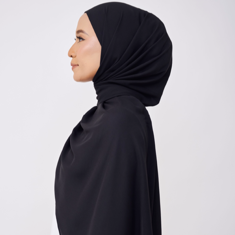 JASMINE HALF MOON INSTANT SHAWL - BLACK