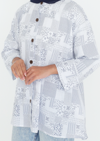 LAYANG SELESA TOP IN NAVY GRID