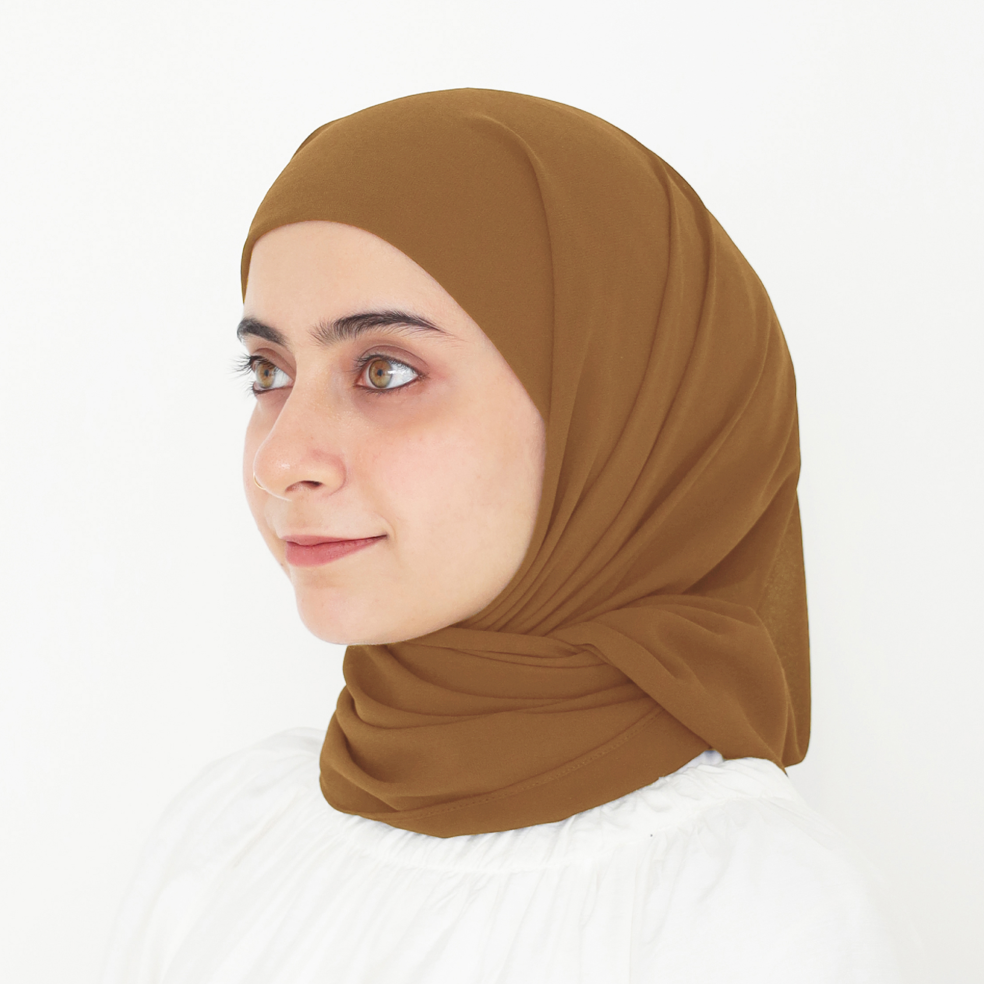 ELZA INSTANT SHAWL - OLIVE BROWN