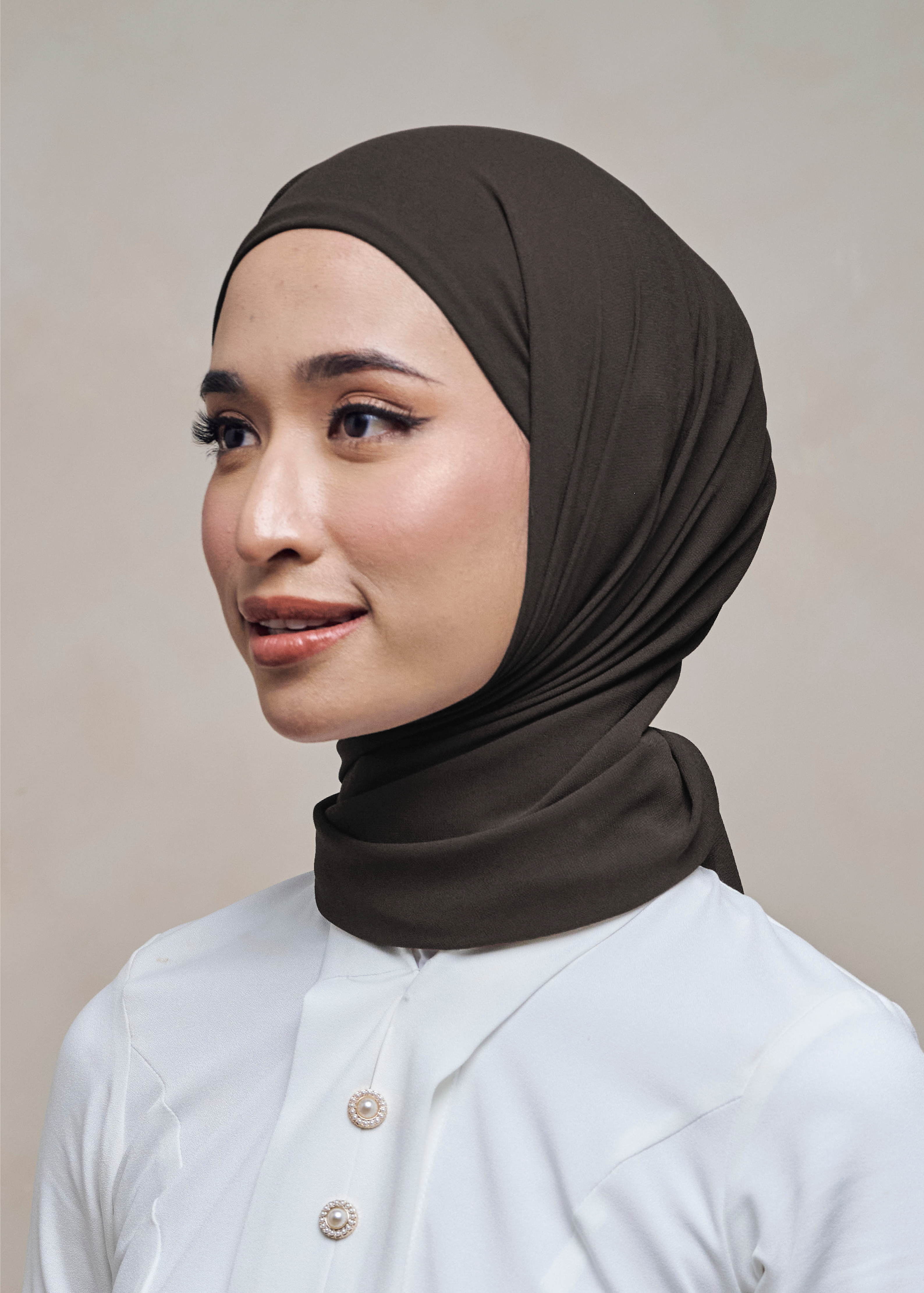 ELZA INSTANT SHAWL - SMOKEY BROWN