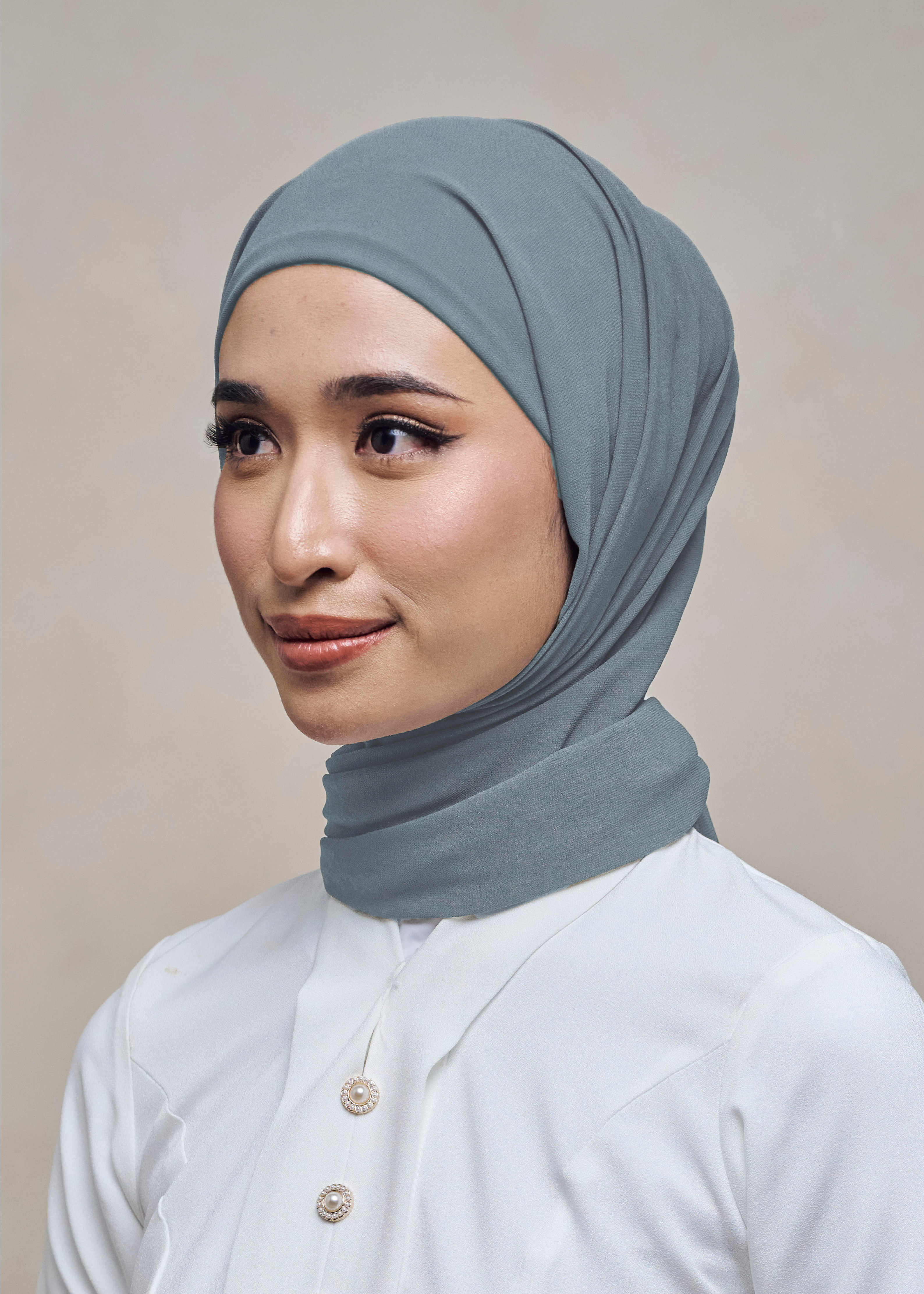 ELZA INSTANT SHAWL - STONE BLUE