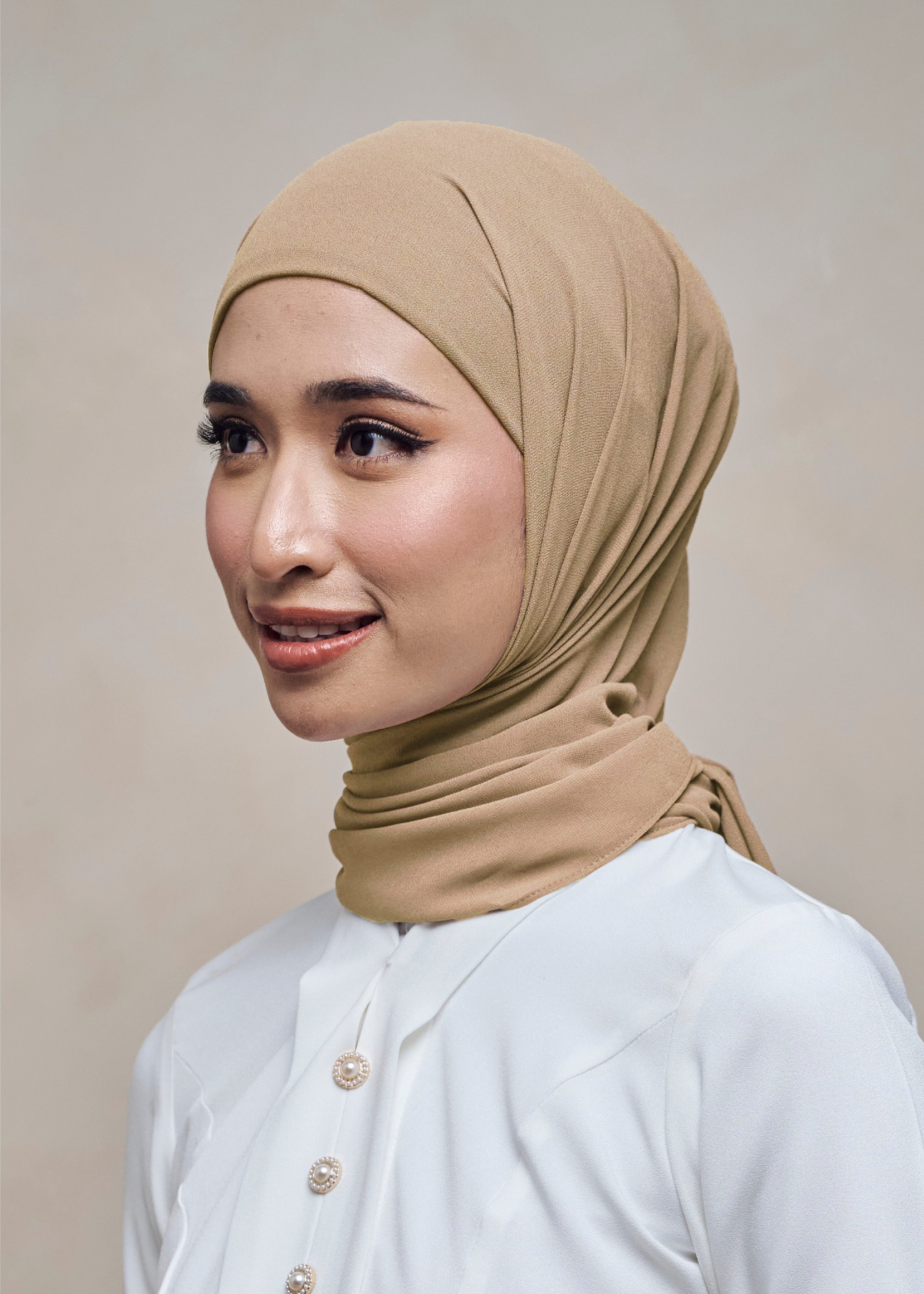 ELZA INSTANT SHAWL - WHEAT BROWN